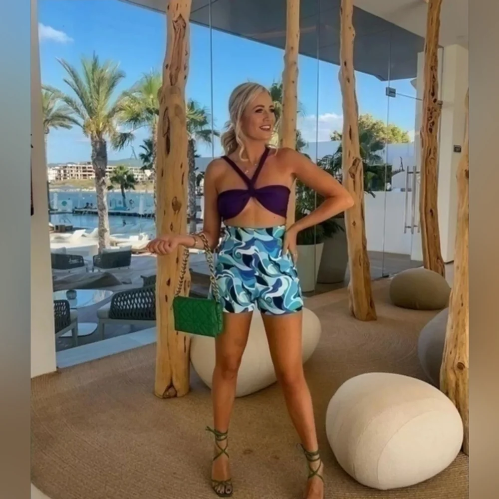 Zara Knitted Knit Halter Top Purple Medium 2488/104/611 - Picture 5 of 8